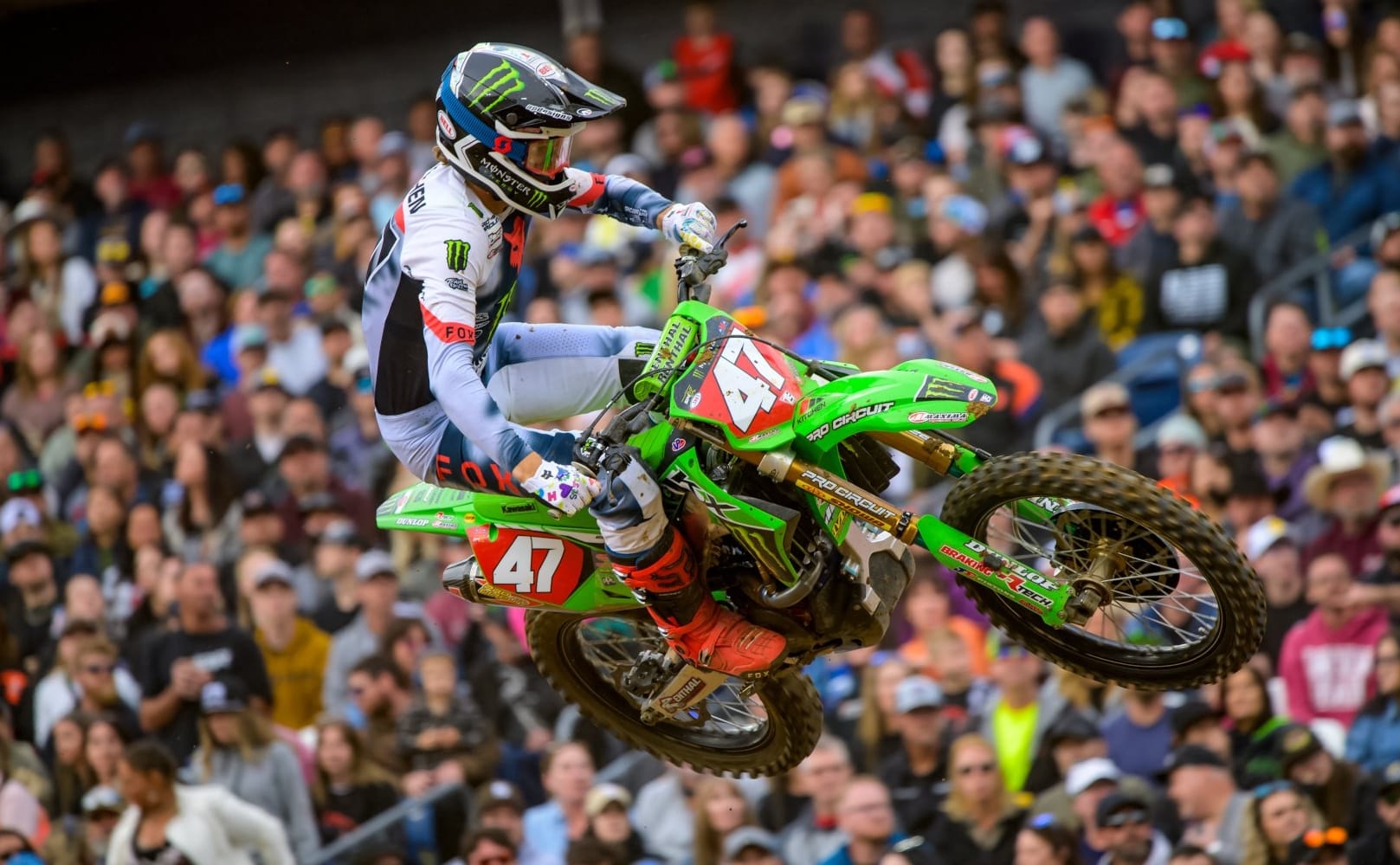 Levi Kitchen racing the 2024 Nashville Supercross